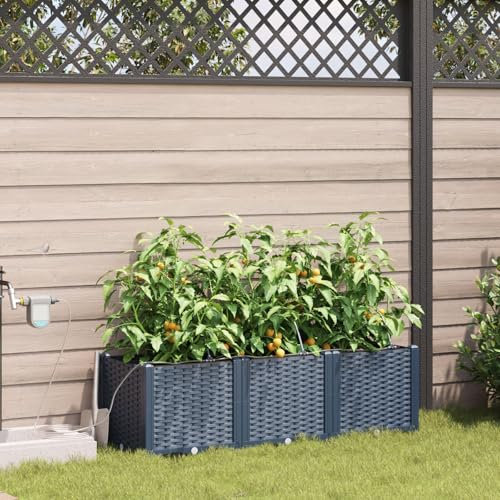 vidaXL Cache-Pot de Jardin 3 pcs Gris 120 x 120 x 142 cm Acier, Bac en Acier Moderne, déco Jardin Durable, Support à Fleurs rectangulaire, Accessoires de Balcon, Jardin Urbain