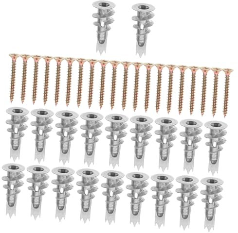 LAPYAPPE 20sets Tasselli Per Pareti Cave e Porte Cave Set Di Viti Autoperforanti Per Cartongesso e Tasselli Vite Con Design Avvitamento Vite Per Fissaggio Sicuro