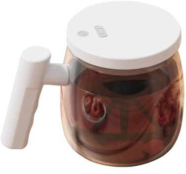Ujjdwiurgh Self Stirring Coffee Mug Glass Self Stirring Travel Coffee Cup 400ML USB Charging Mixing Cup for Mix Coffee,Milk White
