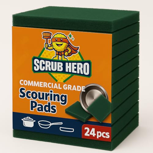12 Pack Scouring Pads ScrubHero | Heavy Duty | Commercial Grade | 3.9 x 5.9 inch (10 x 15 cm) | Household Scrubber