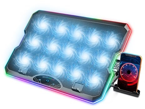 Advanced Cooling Pad For Gamers With 15 Quiet Light Fans For 12.1 To 17.3Inch Laptops 7Level Stand 2USB Interfaces Gaming Laptop Coolers