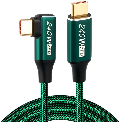 3Meters 240W USB C to USB C Cable, 90 Degree Right Angle Type C Data Lead | Fast Charger Cable 48V/5A PD QC3.0 USBC to USBC Power for MacBook Pro/Air Samsung Galaxy S23/22/21/20 Huawei Mate HP PS5