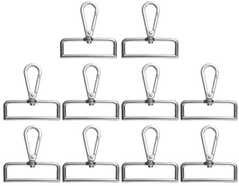 QUARKZMAN 10 Pezzi Anelli D In Metallo Ganci A Sgancio Rapido A pinze Di Aragosta 2.01 (51mm) Lega Di Zinco Giroscopio A 360 Gradi Ganci A Sgancio Rapido A Pulsante, Argento
