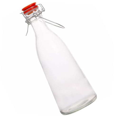 SAFIGLE Botella Swing Hermética de Vidrio Grueso para Fermentación Secundaria y Bebidas con Asa Portátil para Uso Cocina y Viajes Transparente y Resistente para Servir Vino Jugos y Agua