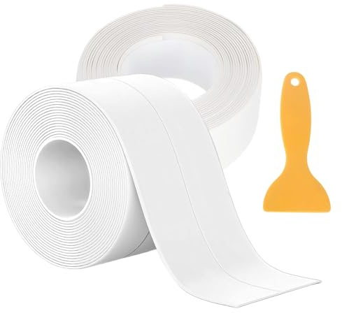 6.4M*6CM Abdichtungsband Extrabreit Dichtungsband Selbstklebend Dichtband Selbstklebend PVC Dichtungsstreifen Wasserdicht Klebeband Dichtungsband für Küche,Badezimmer, Toilette, Wandecke, Weiß