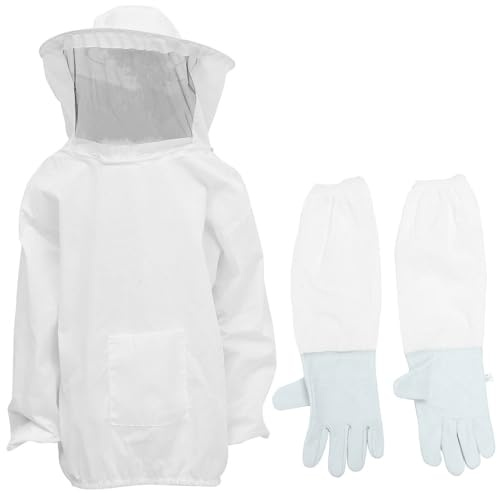 IWOWHERO Combinaison Apiculteur Blanche Polyester et Vêtements Protection Respirants et Résistants Manchons Confortables pour Apiculture Professionnelle