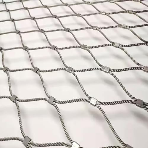 JHIAADEY 304 Edelstahl-Seilnetz Maschendrahtzaun, Edelstahlseilnetz, Sturzsicheres Edelstahl-Sicherheitsnetz, Flexible Edelstahl Mesh, Flexibles Seil-GeläNder-Netz(15 * 2.5m/49.2 * 8.2ft)