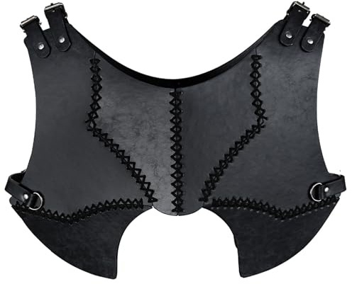 YCHUCH Pechera de piel sintética segura y amigable para mujeres y hombres, accesorios de disfraces, equipo de disfraz medieval, juego de rol, actividad de poliuretano, protector de pecho, Negro, Talla