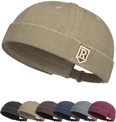 Cappellino Senza Visiera Uomo Donna Cappello Portuale Berretto Commando Lavoro Brimless Hat Retro Docker cap Cotone Cappellino da Portuale Uomo Berretto da Motociclista Cappello Retro Docker Hat