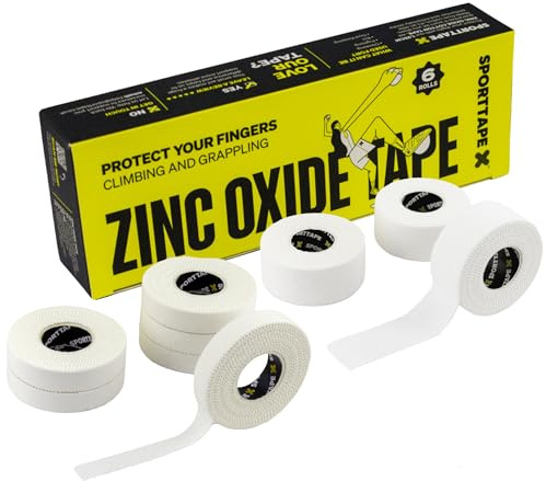 SPORTTAPE Finger Taping Bundle – 9 Rollen Zinkoxid Tape weiß – 6× 1,25 cm + 3× 2,5 cm