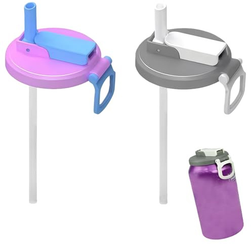Silicone Lids, 2-Pack Reusable Can Lids & Food Covers with Straws for Tins, BPA-Free Drink Covers Anti-Spill for Standard Soda/Beer/Juice Cans, Includes Straw Cover