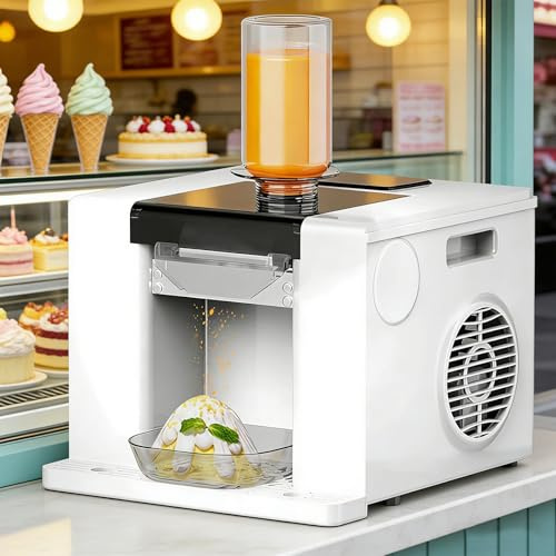 Macchina elettrica per tritare il ghiaccio con cono di neve e Bingsu, tritaghiaccio commerciale da 60 kg al giorno con touch screen,per camion di cibo, ristoranti,negozi di tè al latte e uso do white