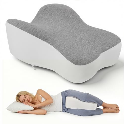 VeftBltrem Coussin de genou pour les personnes dormant sur le côté, coussin ergonomique pour les cuisses et les genoux, augmente le confort de sommeil, avec housse amovible et lavable