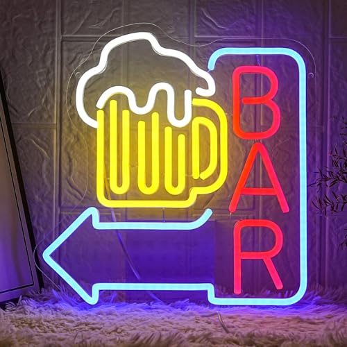 LMSIGNLY Beer Bar Neon Schild für Wanddekoration Bar Neon Licht Arrow LED Schilder Bier Schilder for Pub Mann Höhle Schlafzimmer Bar Men Father Gift