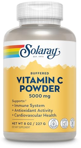 Solaray Vitamin C Ascorbic Acid Powder 5000mg - Powdered Vitamin C Supplement for Men & Women, Immune & Skin Support, Natural Antioxidant, Mix in Water, Juice, or Smoothie, Vegan - 8 oz