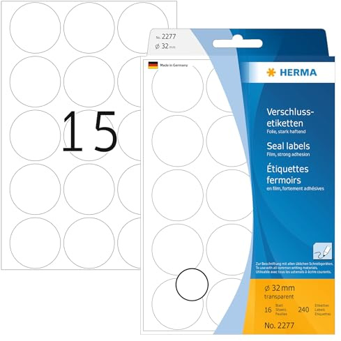 HERMA 2277 Etiketter, Transparent, Ø 32 mm