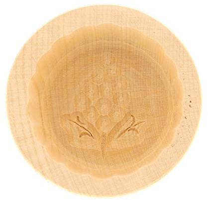 Hofmeister Holzwaren Butterform, für 125 g Butter, 9 cm, Weintraube, handgeschnitzt in Deutschland, Butter-Form zum Dekorieren, runde Sturz-Form, Butter-Model aus heimischem Ahorn-Holz
