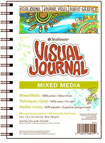 Strathmore Wire Bound Visual Journal, 90 lb. Mixed Media Paper, 5.5 X 8 inches, 34 Sheets (460-15)