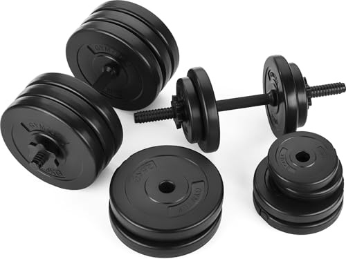 Gymtek Kurzhanteln 2er Set, 2x20kg, Verstellbare Hanteln, Dumbbell Set, Gewichtsscheiben Set, Gewichte Kurzhantel, Gewichtsplatten Set (Black 2 x 15 kg)