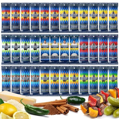 Chinook Seedery Low Sodium Sunflower Seeds Variety Pack of 36, 1.5oz – Sunflower Seeds to Eat – Keto, Flavored, Jumbo, Roasted, Baseball Snacks