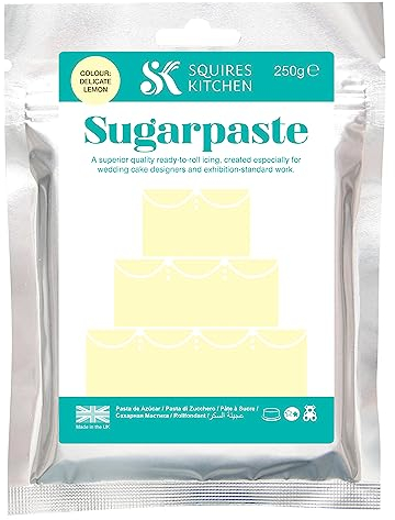 Squires Kitchen Delicate Lemon Ready To Roll Sugarpaste Icing for Decorating Cakes, Cupcakes and Cookies, Premium Quality Rolled Fondant - 250g