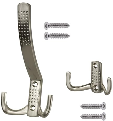 Stahlia Garderobenhaken Kleiderhaken Garderobe (2 Stück) EDELSTAHL-OPTIK Metallhaken Haken zum Schrauben Haken für Garderobe Handtuchaufhänger