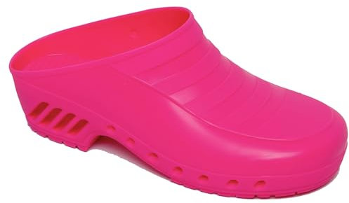 Gima 26394 - Zoccoli Professionali, Anatomici, Unisex, Antiscivolo, Antistatici, Tomaia Non Forata, Suola Forata, Fucsia, Misura 37 EU, 1 Paio