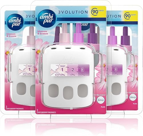 Febreze Ambi Pur 3Volution Air Freshener Plug-in Starter Kit, Odour Eliminator, Blossom & Breeze, 60 ml (20 x 3)