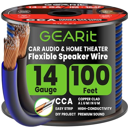 GearIT 14 Gauge 2 x 2.5mm Speaker Wire Cca Cable (30.4 Meters - Black Blue)