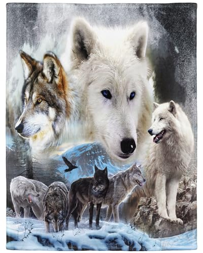YISUMEI Decke 135x200cm Flauschige Kuscheldecke Weich Flanell Fleecedecke Verschiedene Wölfe