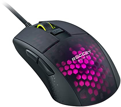 Roccat Burst Pro - Mouse da gioco per PC, interruttori ottici, mouse per computer cablato ergonomico super leggero, illuminazione RGB, rotella di scorrimento Titan, guscio bionico, impugnatura a