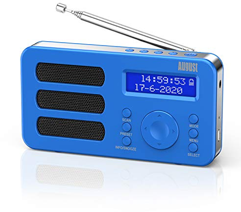 Radio Digitale Portatile DAB+/DAB/FM - August MB225 - Funzione RDS, 40 Preset - Radio Portatile Stereo/Mono - Dual Sveglia - Batteria Ricaricabile - Presa per Cuffie