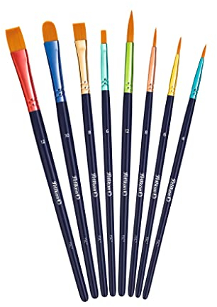 Pelikan Lot de 8 pinceaux d'école de qualité supérieure avec 4 pinceaux à poils et 4 pinceaux à poils