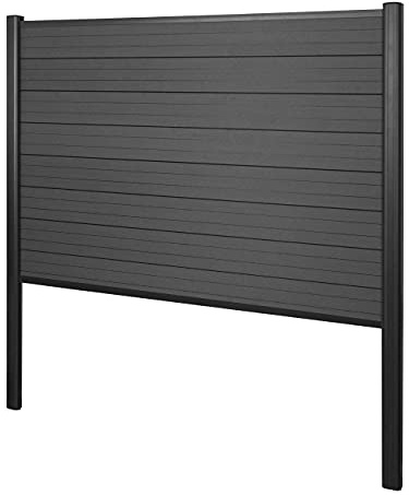 Mendler WPC-Sichtschutz Sarthe Basiselement 190cm - anthrazit | Zaun Windschutz, Alu-Pfosten zum Einbetonieren