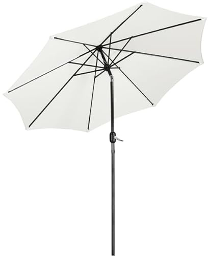 Yaheetech Parasol Sombrilla Jardín 230/270cm Inclinable Impermeable Protección UV Sombrilla Terraza Exterior Piscina Patio Balcón con Manivela 270cm Crema