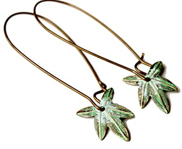 Vintage Blatt Ohrringe Ahorn patina/Jugendstil Boho/Natur/Wald Ohrhänger/Geschenk für Sie/Blätterschmuck/floraler Schmuck