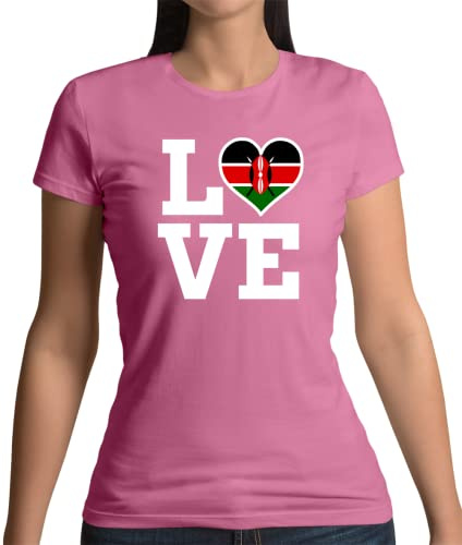 Dressdown Love Kenya Flag - Womens Crewneck T-Shirt - Azalea - Large