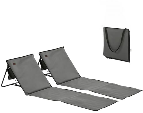 Outsunny Conjunto de 2 Esterillas Playa Plegable 142x51x40 cm Gris