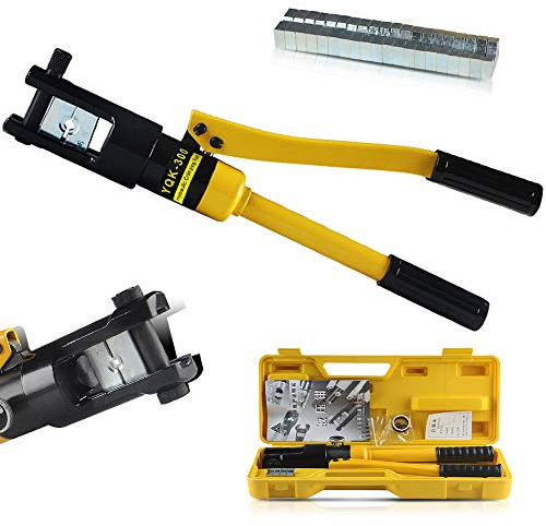 GEJLELDS Pinza Crimpatrice Idraulica Pinza per Cavi da 6-12 tonnellate Kit di Pinza Crimpatrice Capicorda Idraulica Professionale con Testa Girevole a 360 ° Crimping Tool,SZY-300