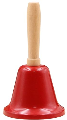 Holz Handglocke, extra laut, Weihnachtsklingelglocke, Messingglocke, 6,3 cm, Teeglocke, Service Klingelglocke für Hochzeiten, Weihnachten, Schule, Rot