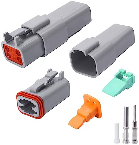 HISports DT Connector Kit 4 Pin Way Sealed Male and Female Auto Waterproof Electrical Wire Connector Plug Automotive DT Electrical Wire Connector for Motorcycle, Truck, Car, Boats, Scooter (1 Set)