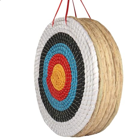 DOSTYLE Traditionelles handgemachtes Zielscheibe für Bogenschießen aus massivem Stroh, rund, farbiges Seil, sieben Schichten, für Recurve, lange Verbundbögen