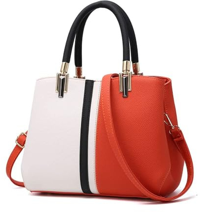 Nevenka Geldbörsen und Handtaschen für Frauen Top Griff Taschen Leder Satchel Totes Umhängetasche Von (Orange)