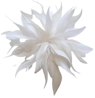 lordies Brosche Anstecknadel Blume Feder Weiß