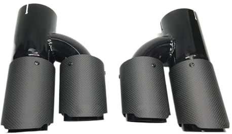 Auspuffblende 1 Paar H-Modell Matt Carbon Fiber Schwarz Edelstahl Universal DUAL Outlet Auspuffrohr Schalldämpfer Autozubehör Auspuffspitze Auspuff Endrohr(60MM IN 114MM OUT)