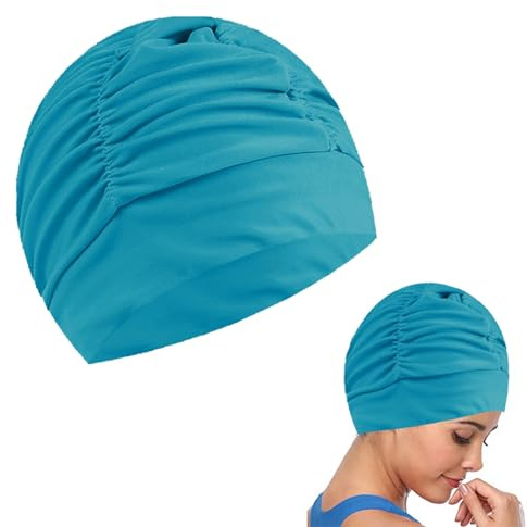 Gorro de Natación Unisex Elástico para Adultos, Mujeres y Hombres con Pelo Largo y Corto - Gorro de Baño Suave para Piscina, Azul Cielo