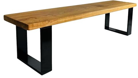 H. Pawlik GmbH Sitzbank Woodhood aus Massivholz Eiche und einem stabilen Stahlgestell, Holzbank, geölt für Innen und Außen, ohne Rückenlehne (100 cm)