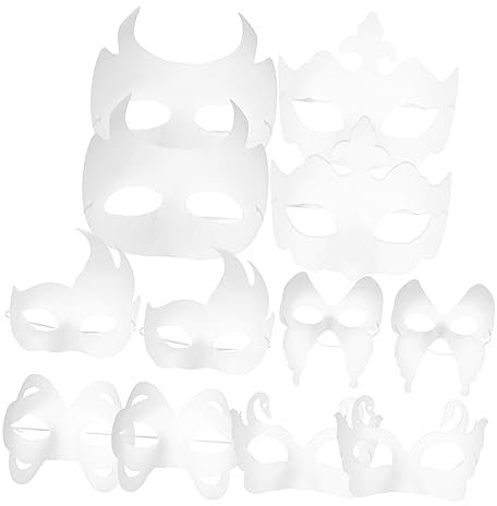 ADOCARN Unbemalte Maskenmasken 12 Stück Leere Papiermasken Für Partykostüme