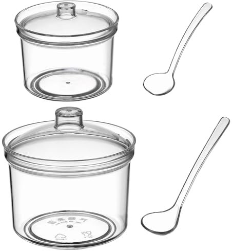 Cabilock 2juegos Caja De Condimentos De Acrílico Hogar Tarros De Condimentos Incluidas Cucharas Para Sal Pimienta y Especias Cocina o Restaurante