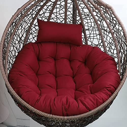 Chaise en rotin suspendue en forme d'œuf avec coussin doux et oreiller pour relaxation intérieure et extérieure - Chaise à bascule en métal 105X90cm Couleur fuchsia